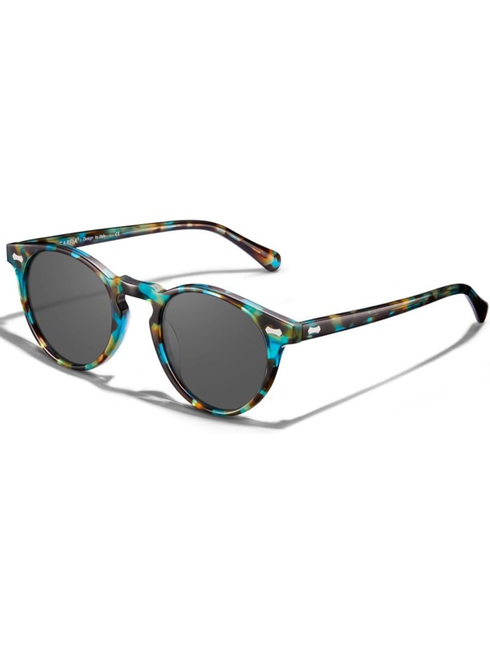 Women's Flower Grey Vintage Round Acetate Polarized Sunglasses UV Protection
